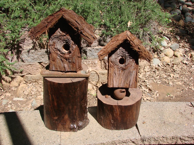 Bird Houses made from our milled cedar & redwood bark